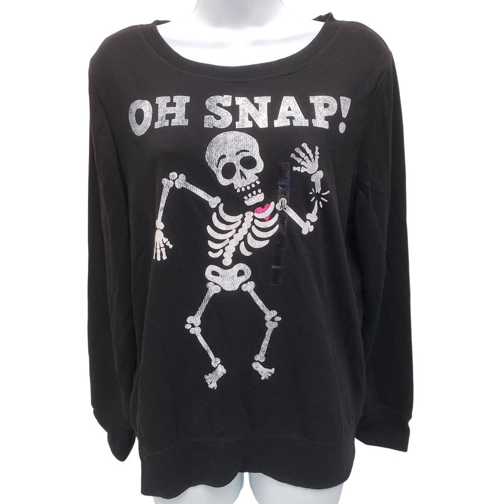 Fifth Sun Womens Oh Snap Skeleton Sweatshirt Top Size XL